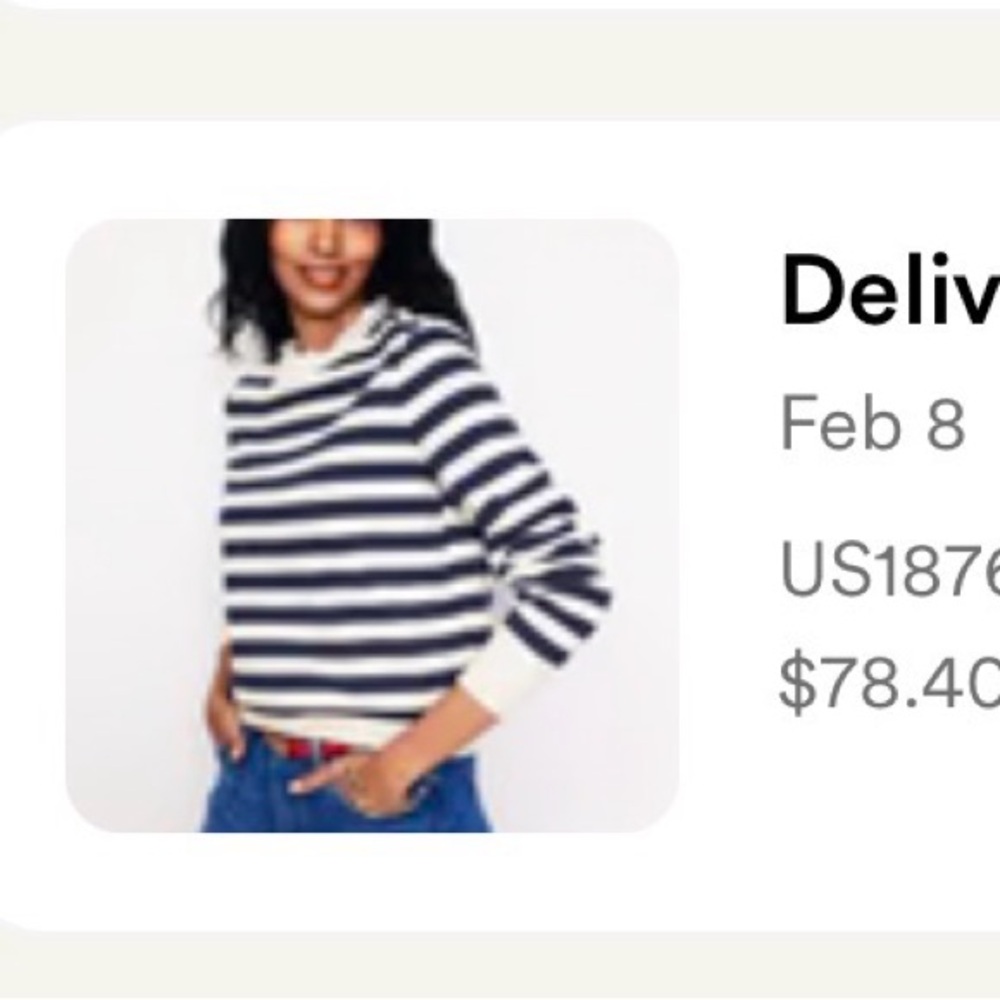 Boden Navy and White Lace Trim crew neck sweatshirt - Picture 2 of 7